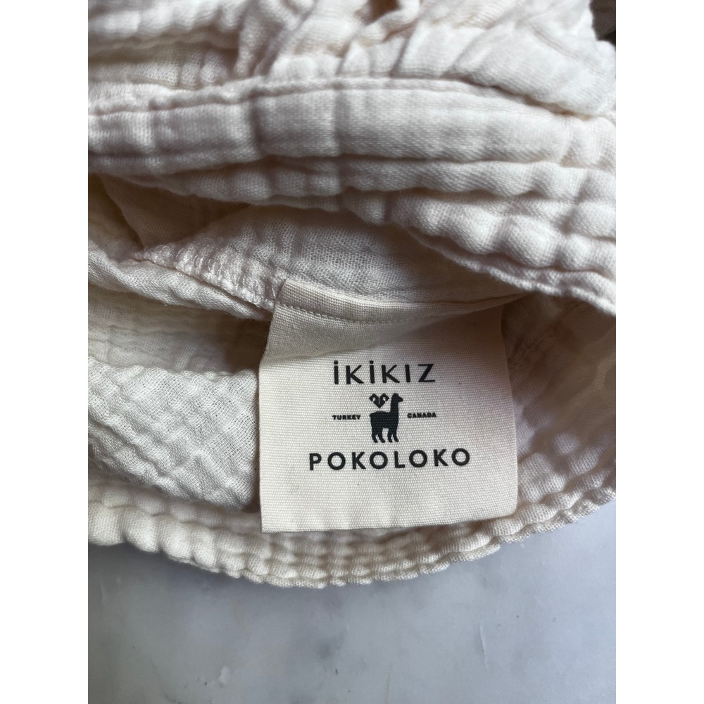 Pokoloko Cotton Gauze Balloon Sleeve V-Neck Wrap Top Top in Cream size OS - Picture 12 of 13
